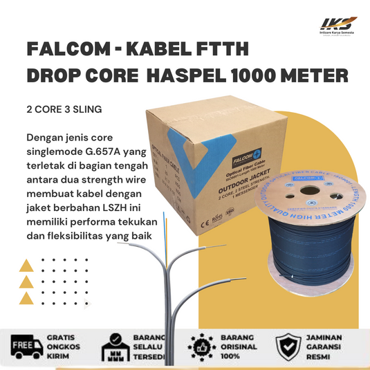 FALCOM - Kabel FTTH Drop Cable Haspelan 1000m