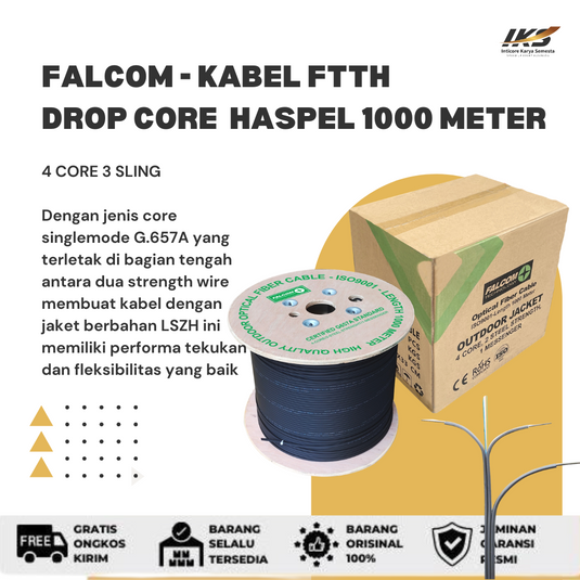 FALCOM - Kabel FTTH Drop Cable Haspelan 1000m