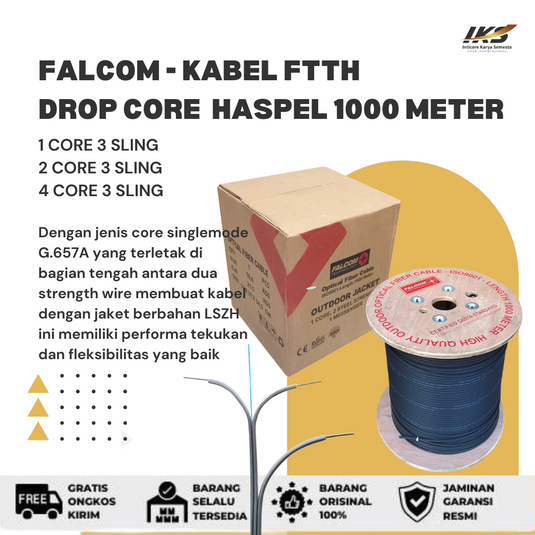 FALCOM - Kabel FTTH Drop Cable Haspelan 1000m
