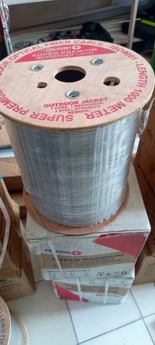 FALCOM SUPER PREMIUM 1 CORE 3 KAWAT - Kabel FTTH Drop Cable Haspelan 1000m