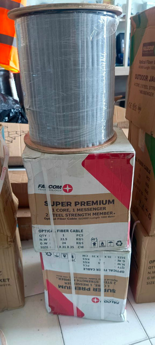 FALCOM SUPER PREMIUM 1 CORE 3 KAWAT - Kabel FTTH Drop Cable Haspelan 1000m
