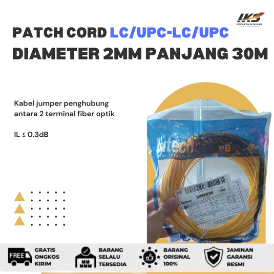 Patch Cord LC UPC - LC UPC Fiber Optik Diameter 2mm Berbagai Ukuran