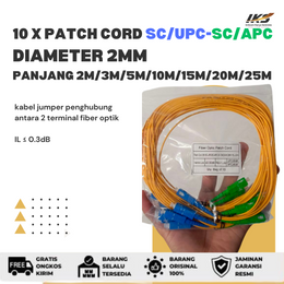 10 x Patch Cord SC UPC - SC APC Fiber Optik Diameter 2mm Berbagai Ukuran