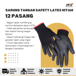 12 Pasang Sarung Tangan Safety Latex Hitam