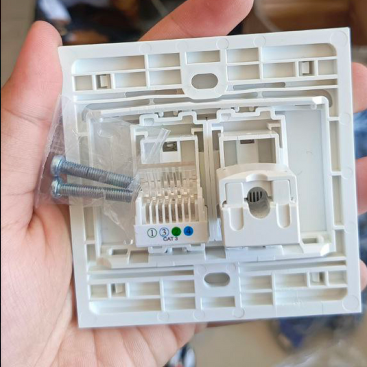 Faceplate Wall Dinding + Modular RJ45 dan RJ11